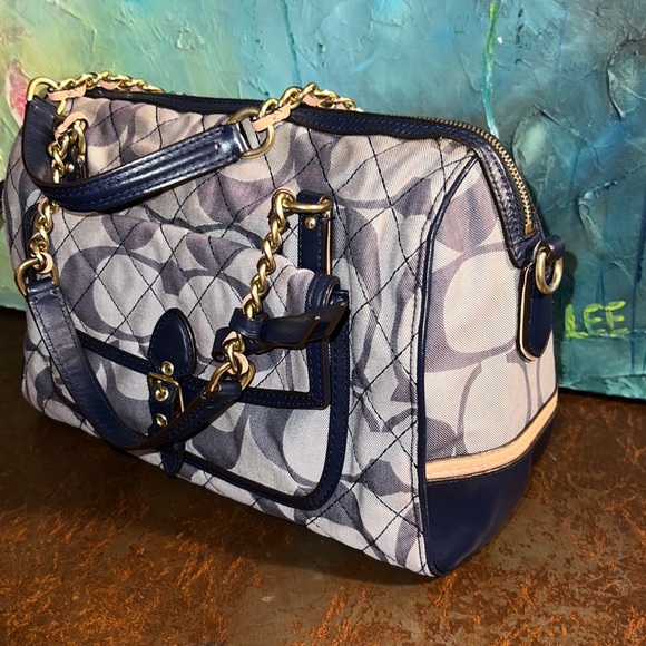 EUC Vintage Coach Quilted Denim Handbag - Picture 3 of 13